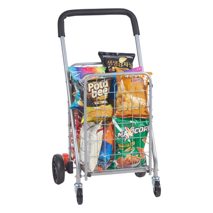 Folding Shopping Cart, 30 kg Capacity, Lightweight Trolley with Swivel Wheels
