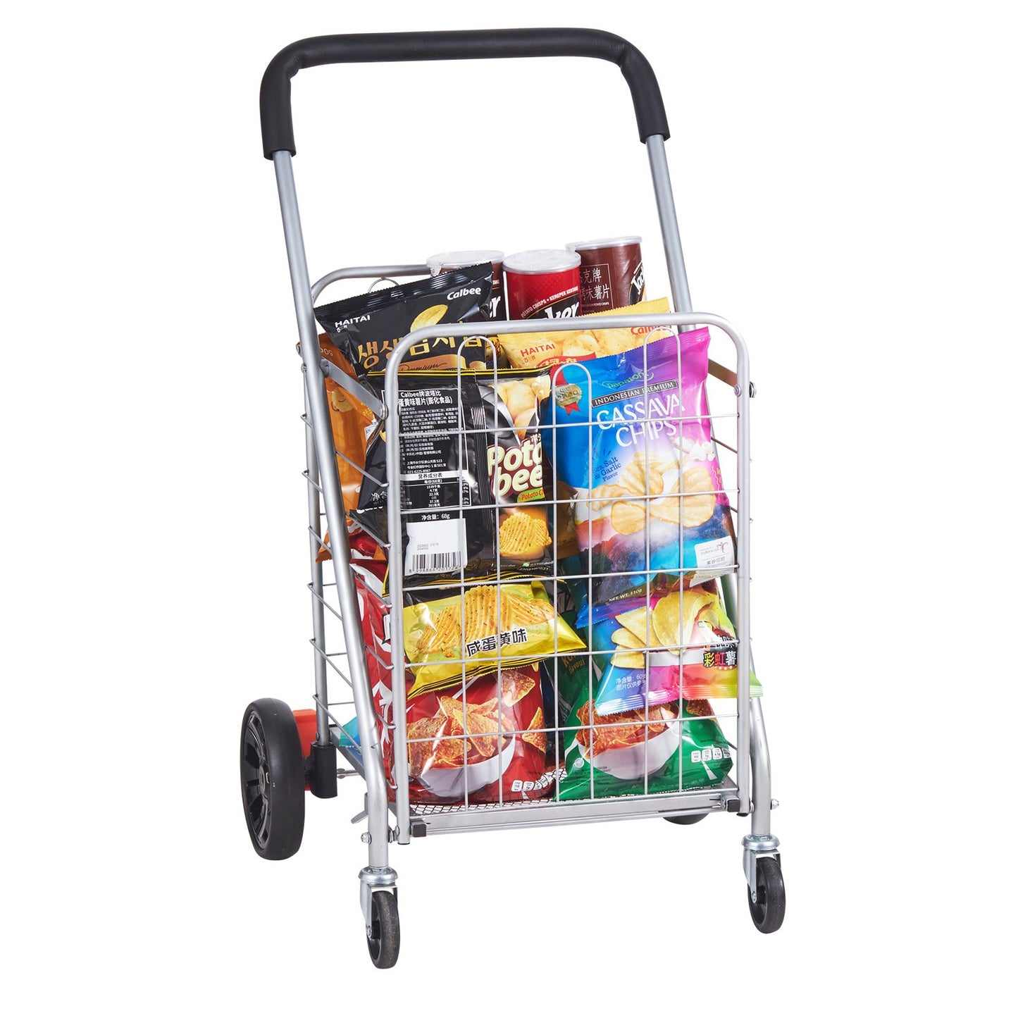 VEVOR Folding Shopping Cart, 110 lbs Max Load Capacity, Grocery Utility Cart with