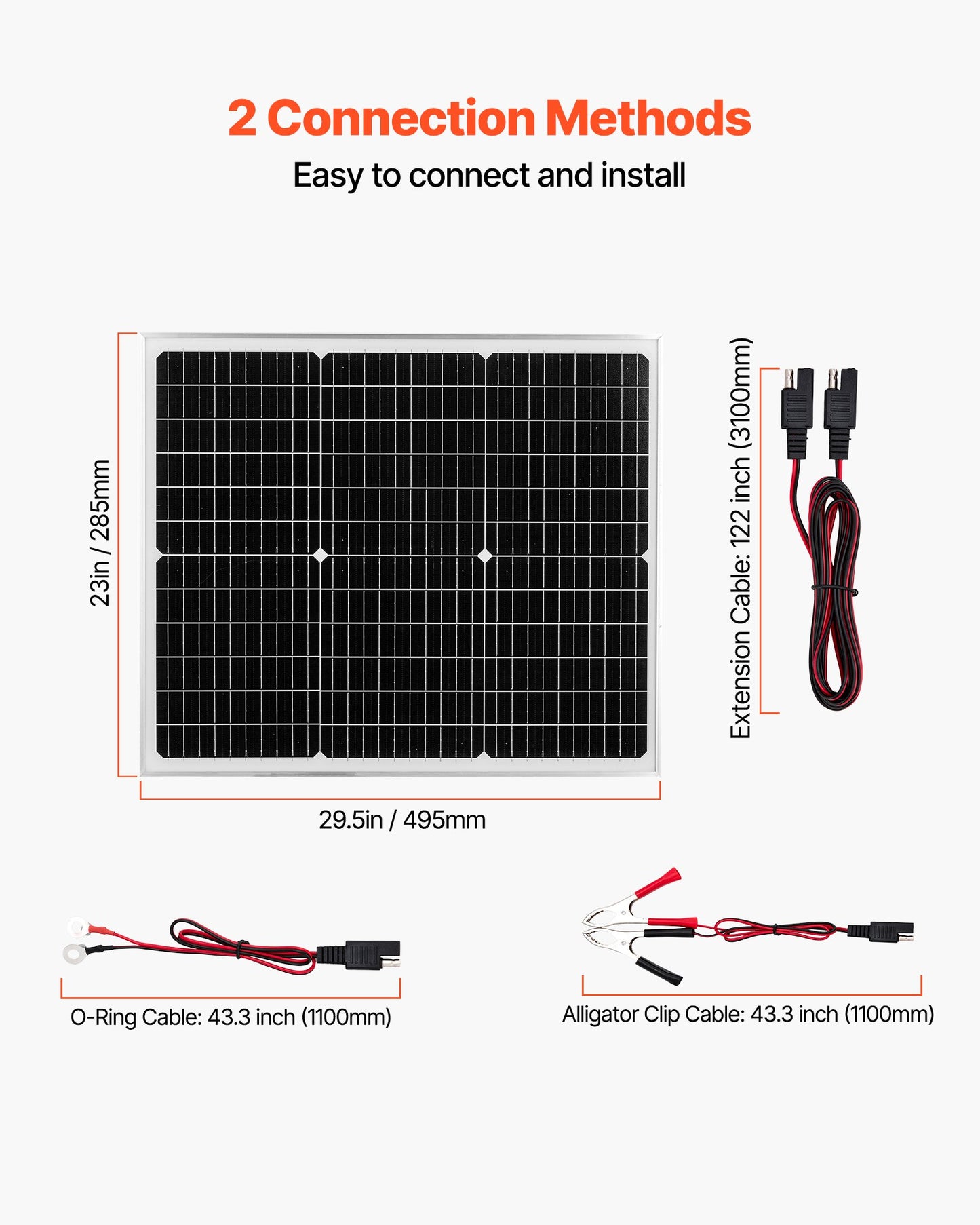 50W 12V Solar Battery Charger Maintainer, Mono Solar Panel Trickle Battery Charger with Upgraded MPPT Controller, IP65 Waterproof for Car Boat RV Trailer Flat Rooftop (Bracket Not Included)