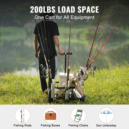 VEVOR Beach Fishing Cart, 91 kg Load Capacity, Fish and Marine Cart with Two 275