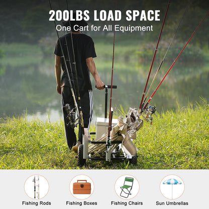 Heavy-Duty Beach Fishing Cart with 91 kg Capacity and Large Balloon Tires