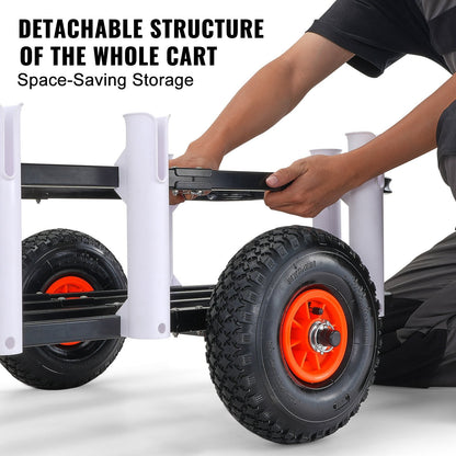 Heavy-Duty Beach Fishing Cart with 91 kg Capacity and Large Balloon Tires