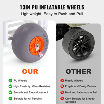 Heavy-Duty Beach Fishing Cart with 136 kg Capacity and Balloon Tires