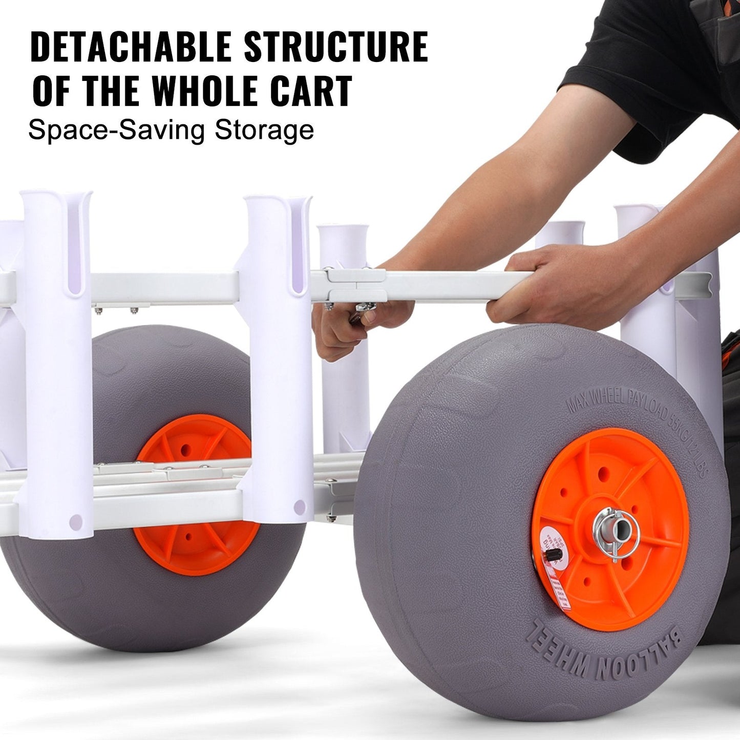 Heavy-Duty Beach Fishing Cart with 136 kg Capacity and Balloon Tires