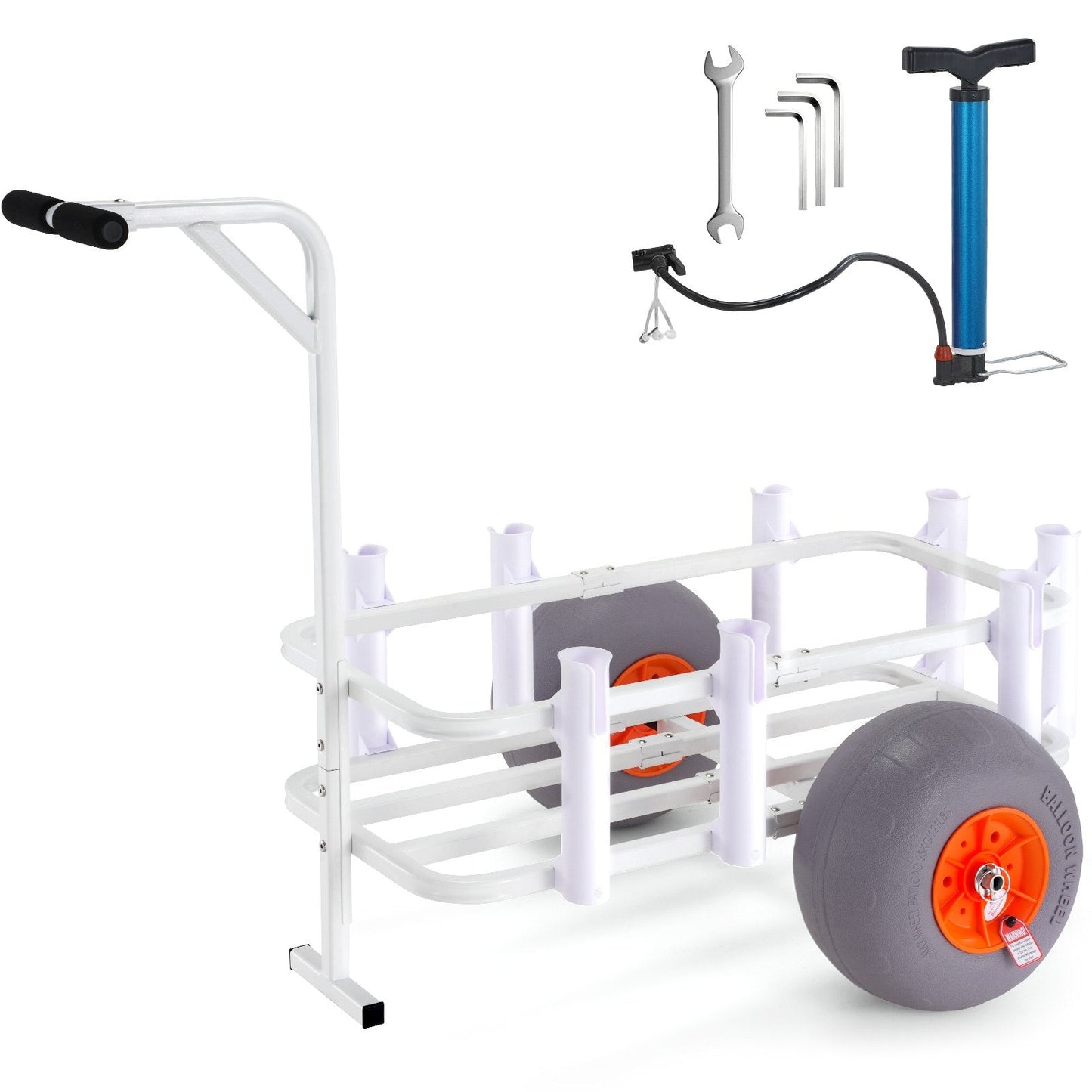 Heavy-Duty Beach Fishing Cart with 136 kg Capacity and Balloon Tires