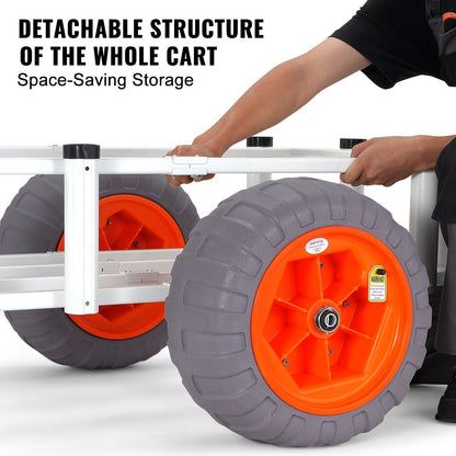 Heavy-Duty Beach Fishing Cart with 159 kg Capacity and Balloon Tires