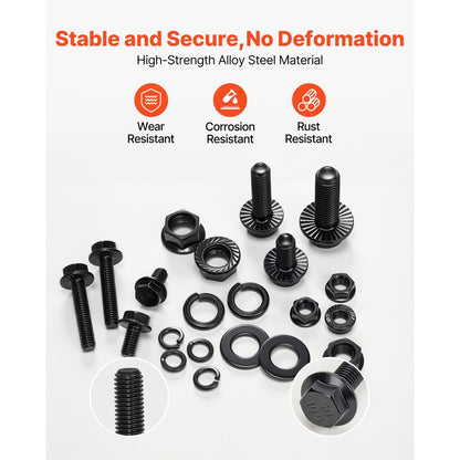 VEVOR 280 Pcs Bolts Nuts Assortment Kit Metric Alloy Steel M6 M8 M10