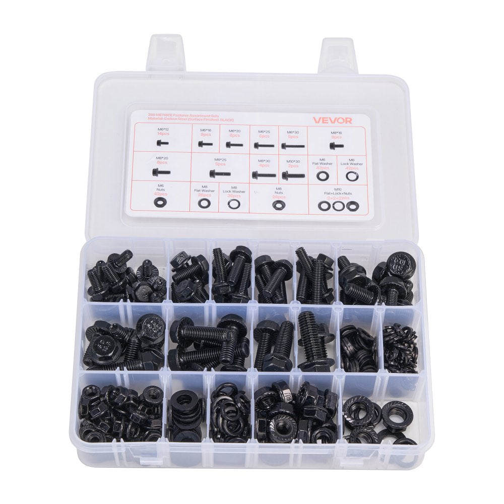 VEVOR 280 Pcs Bolts Nuts Assortment Kit Metric Alloy Steel M6 M8 M10