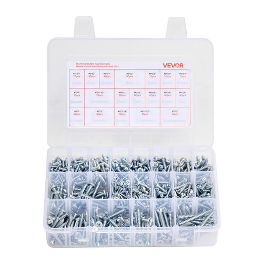 VEVOR 2250 Pcs Bolts Nuts Assortment Kit Metric Imperial Alloy Steel M3 M4 M5