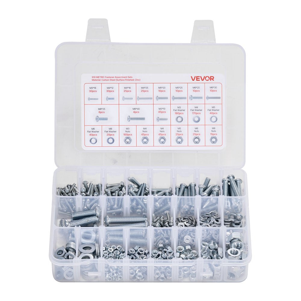 VEVOR 2250 Pcs Bolts Nuts Assortment Kit Metric Imperial Alloy Steel M3 M4 M5