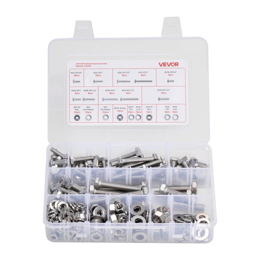 VEVOR 246 Pcs Bolts Nuts Assortment Kit Imperial Stainless Steel for Furniture