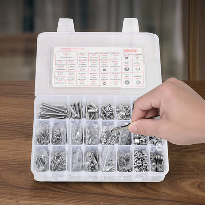 VEVOR 1110 Pcs Bolts Nuts Assortment Kit Imperial Stainless Steel for Furniture