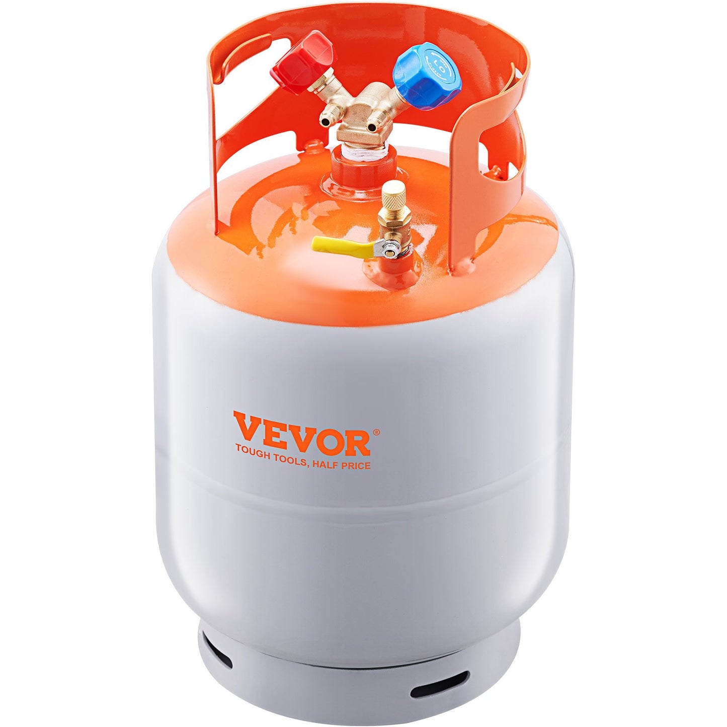 Refrigerant Recovery Tank, 50 LBS Capacity, 400 psi Portable Cylinder Tank with Y-Valve for Liquid/Vapor, High-sealing Recovery Can for R22/R134A/R410A, Orange+Gray