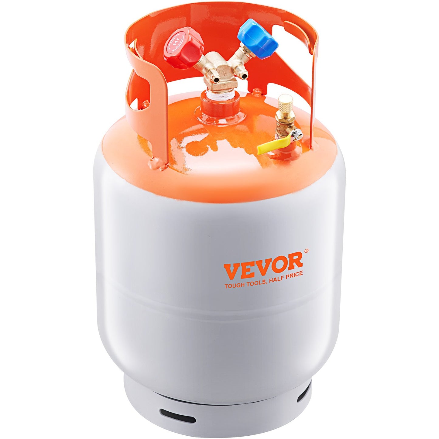 Refrigerant Recovery Tank, 50 LBS Capacity, 400 psi Portable Cylinder Tank with Y-Valve for Liquid/Vapor, High-sealing Recovery Can for R22/R134A/R410A, Orange+Gray