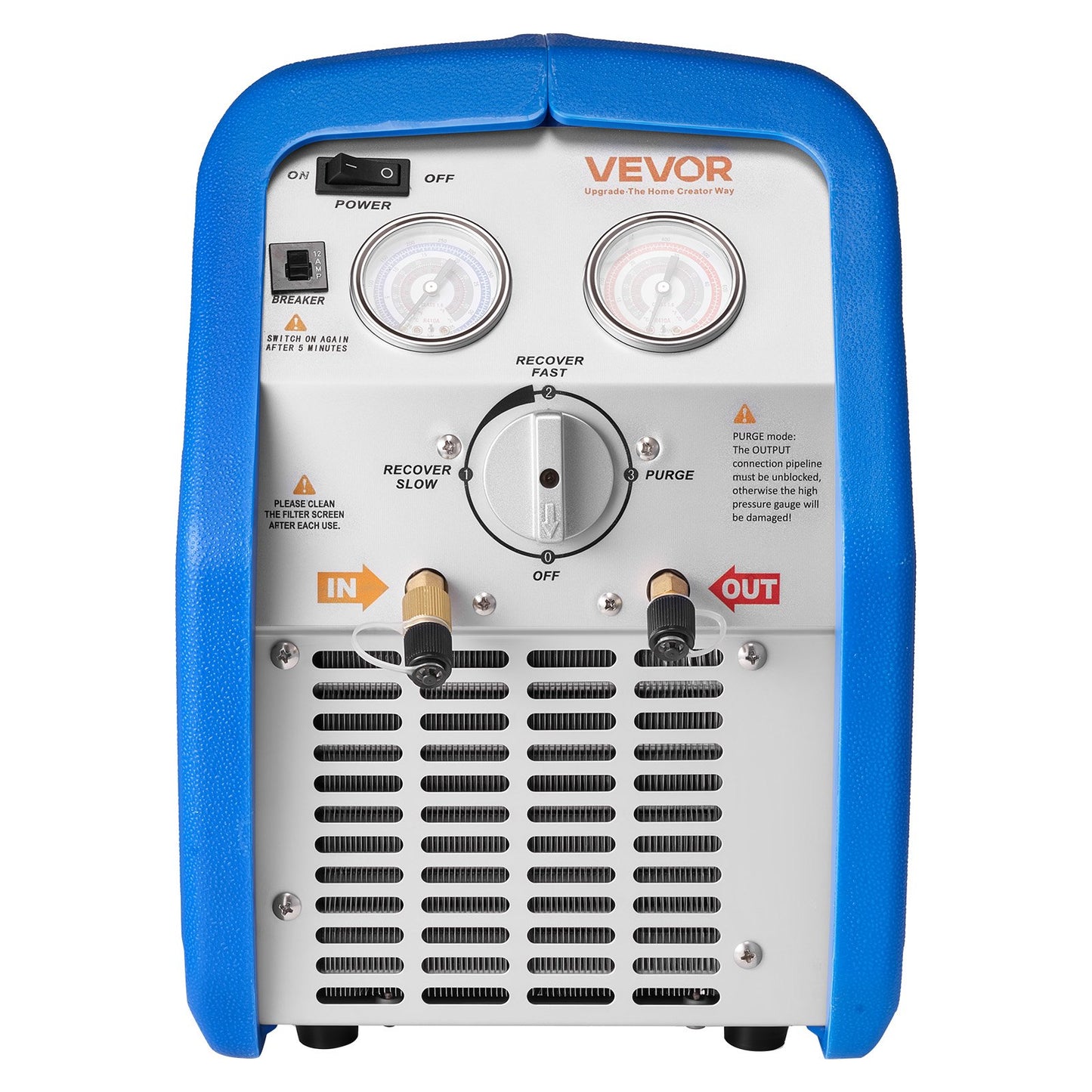 Portable Refrigerant Recovery Machine, 3/4 HP 220-240V 50Hz Single Cylinder AC Recovery Machine for Liquid Vapor Refrigerant, 1450 RPM Recycling Unit HVAC for Automotive & Household Air Conditioning