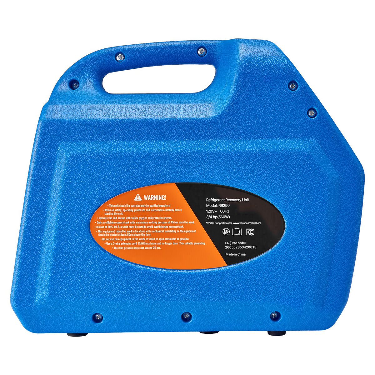 Portable Refrigerant Recovery Machine, 3/4 HP 220-240V 50Hz Single Cylinder AC Recovery Machine for Liquid Vapor Refrigerant, 1450 RPM Recycling Unit HVAC for Automotive & Household Air Conditioning