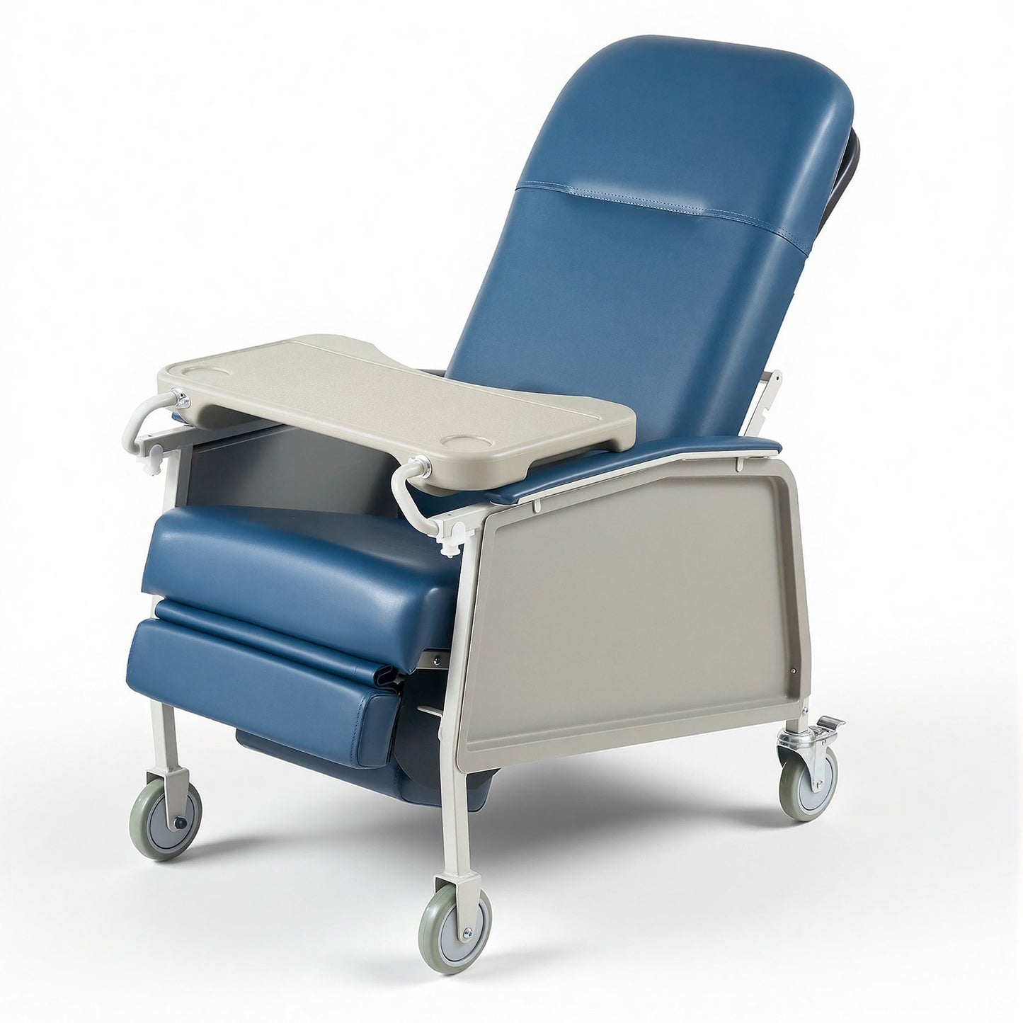 3-Position Geri Reclining Chair 227kg Capacity Geri Chair Recliner, Comfortable Medical Recliner Chairs with 4 Wheels, Soft Padded Seat & Tray Table for Hospitals, Clinics, Geriatric Home Care