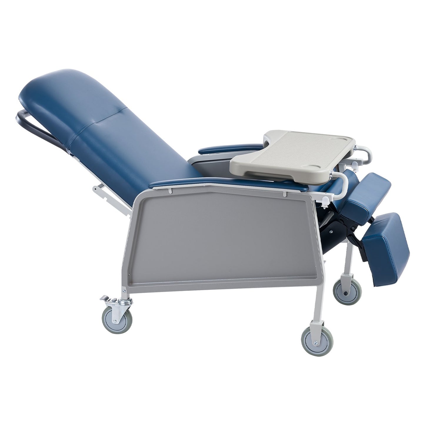 3-Position Geri Reclining Chair 227kg Capacity Geri Chair Recliner, Comfortable Medical Recliner Chairs with 4 Wheels, Soft Padded Seat & Tray Table for Hospitals, Clinics, Geriatric Home Care