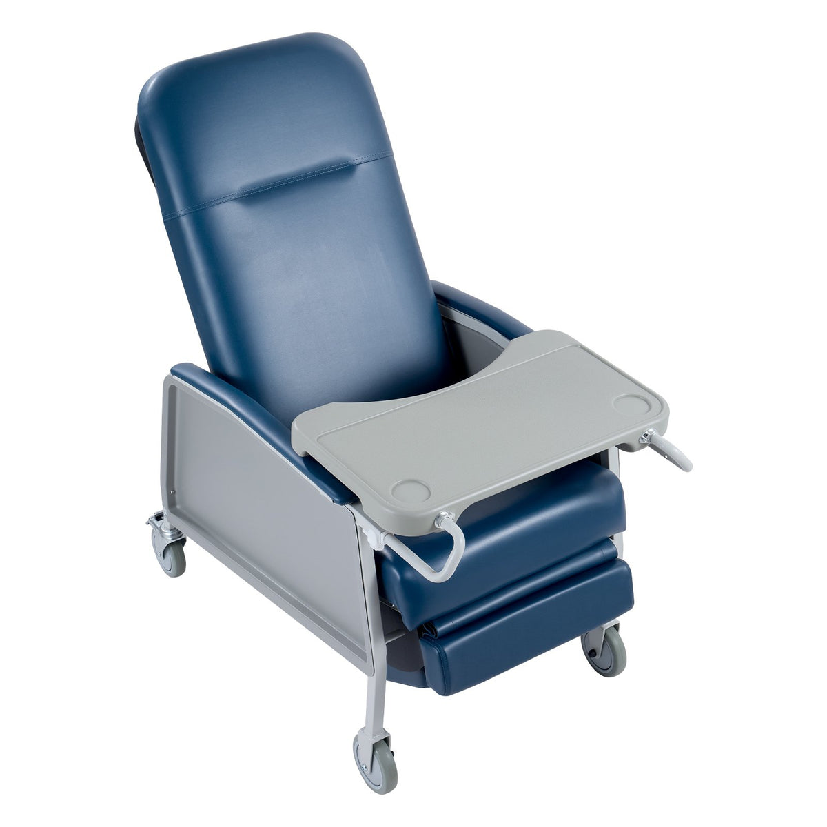 3-Position Geri Reclining Chair 227kg Capacity Geri Chair Recliner, Comfortable Medical Recliner Chairs with 4 Wheels, Soft Padded Seat & Tray Table for Hospitals, Clinics, Geriatric Home Care