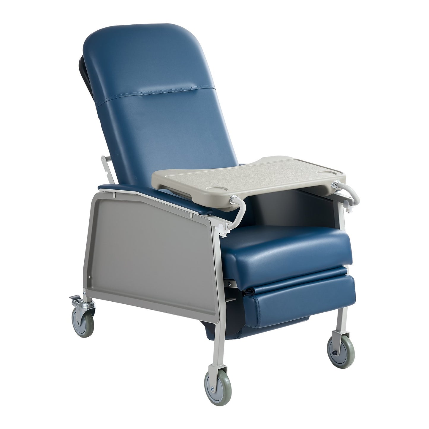 3-Position Geri Reclining Chair 227kg Capacity Geri Chair Recliner, Comfortable Medical Recliner Chairs with 4 Wheels, Soft Padded Seat & Tray Table for Hospitals, Clinics, Geriatric Home Care