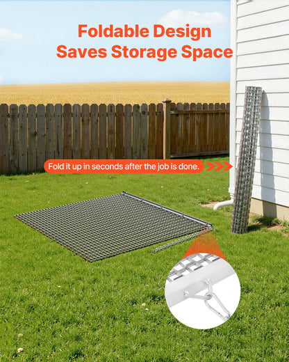 Drag Harrow, 1.2x1.2 m , High-Efficiency Chain Harrow Rake, ATVs UTVs Tractors Attachments, Durable Galvanized Steel Mesh Drag Mat with Towing Chain, for Gravel Driveway Ruts Farm Field Leveling