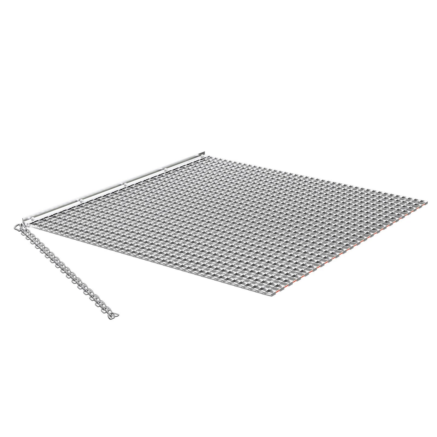 Drag Harrow, 1.2x1.2 m , High-Efficiency Chain Harrow Rake, ATVs UTVs Tractors Attachments, Durable Galvanized Steel Mesh Drag Mat with Towing Chain, for Gravel Driveway Ruts Farm Field Leveling