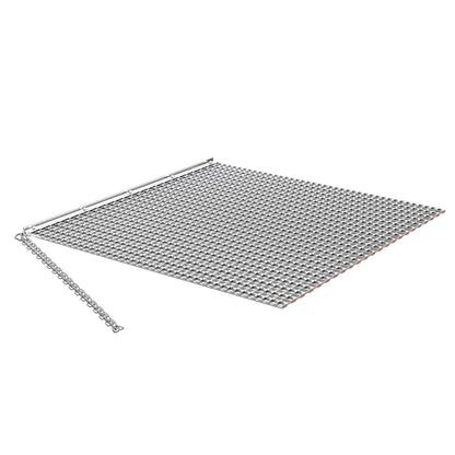 Drag Harrow, 1.2x1.2 m , High-Efficiency Chain Harrow Rake, ATVs UTVs Tractors Attachments, Durable Galvanized Steel Mesh Drag Mat with Towing Chain, for Gravel Driveway Ruts Farm Field Leveling