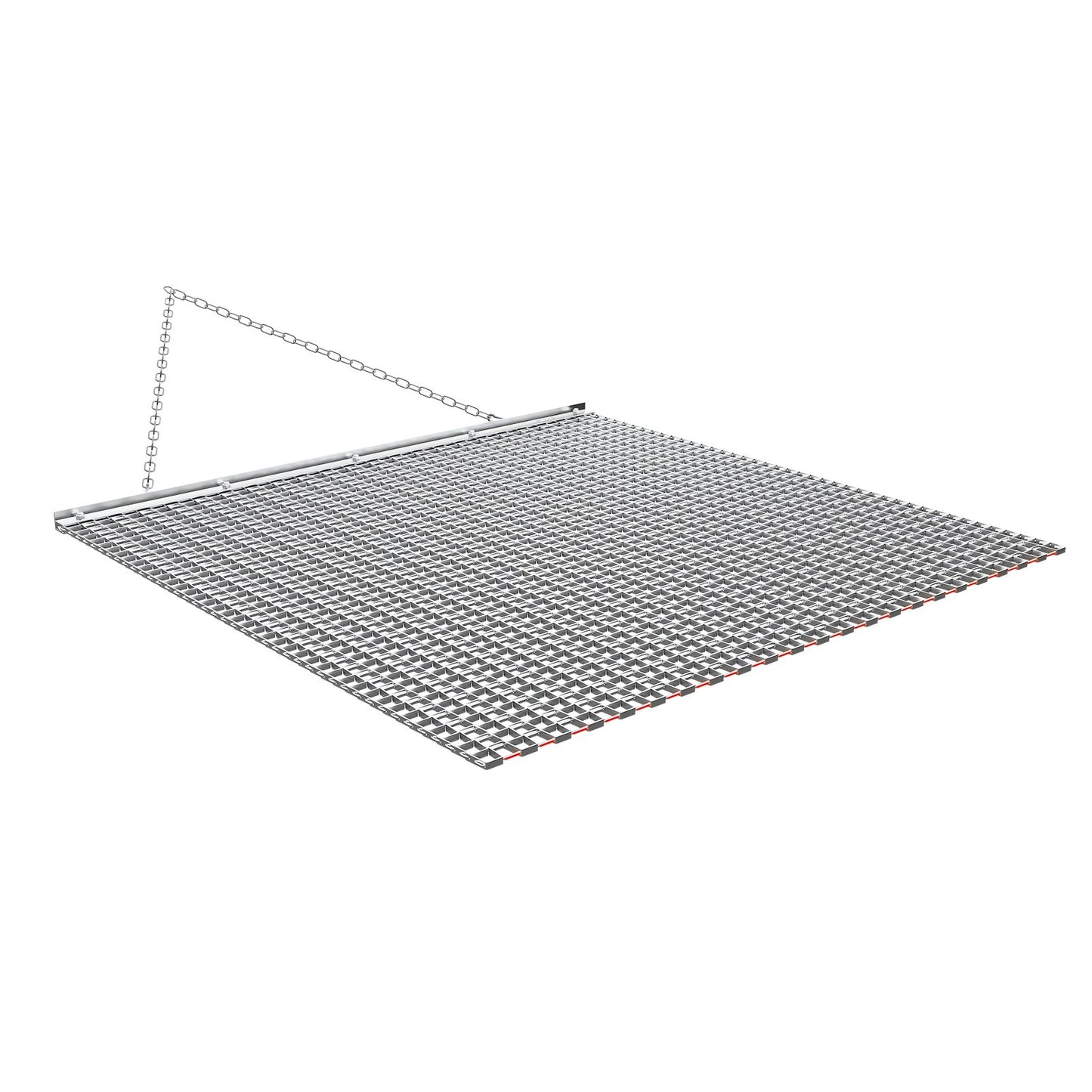 Drag Harrow, 1.2x1.2 m , High-Efficiency Chain Harrow Rake, ATVs UTVs Tractors Attachments, Durable Galvanized Steel Mesh Drag Mat with Towing Chain, for Gravel Driveway Ruts Farm Field Leveling