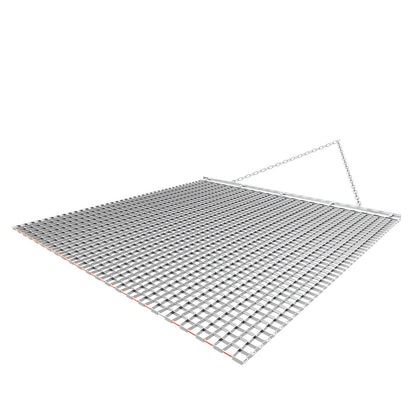 Drag Harrow, 1.2x1.2 m , High-Efficiency Chain Harrow Rake, ATVs UTVs Tractors Attachments, Durable Galvanized Steel Mesh Drag Mat with Towing Chain, for Gravel Driveway Ruts Farm Field Leveling