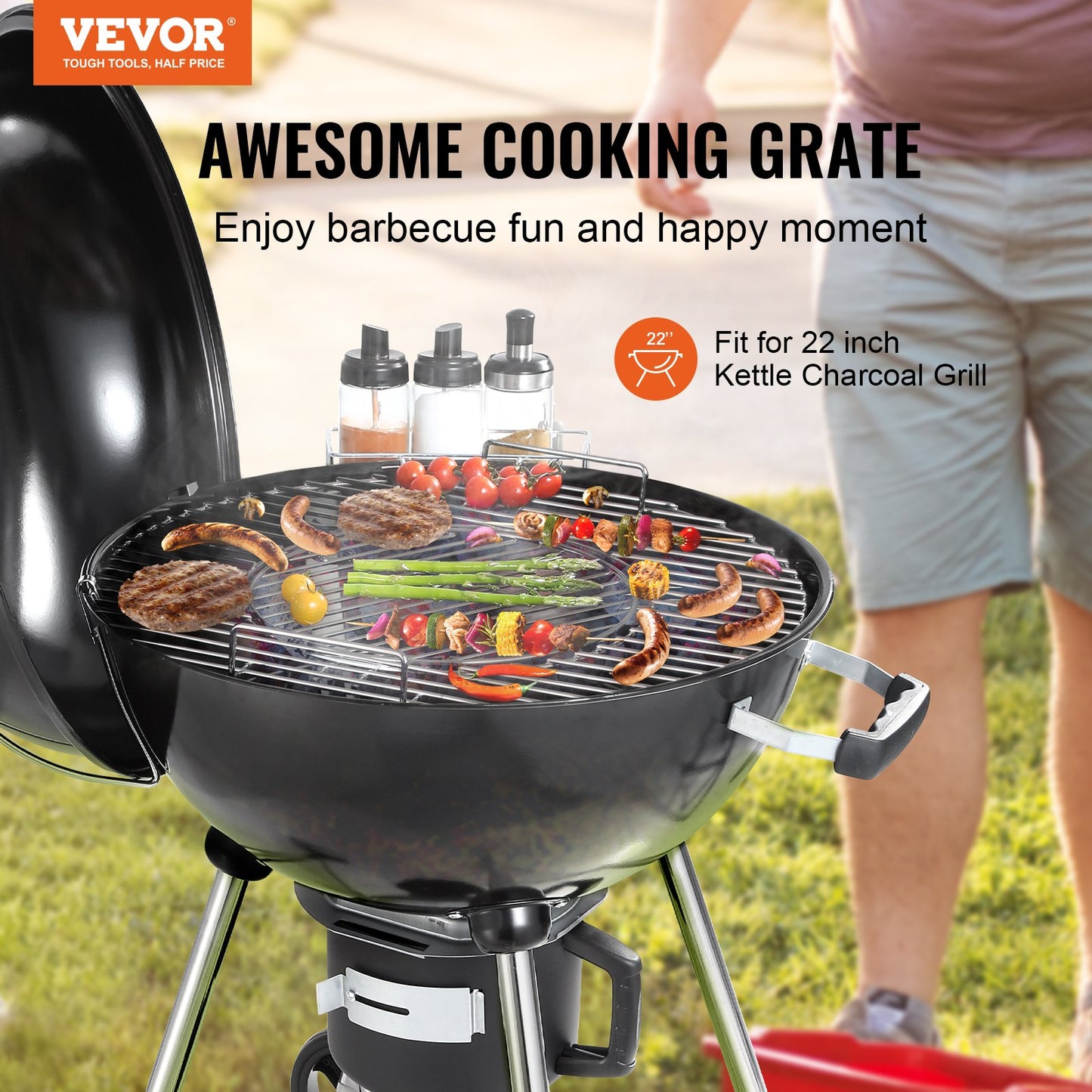 VEVOR 53 cm Cooking Grate for 53 cm Kettle Grill, Round Replacement Charcoal Grates,