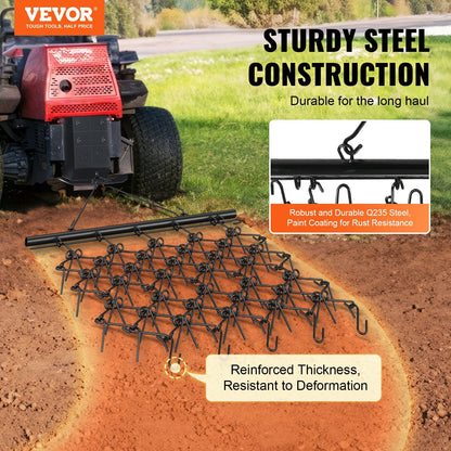Heavy-Duty 1.2m x 1.2m Chain Harrow with 69 Teeth for ATV/UTV Tractors