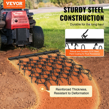 VEVOR Drag Harrow, 4'x5.6' Heavy-Duty Chain Harrow with 69 Teeth, ATV UTV Tractor