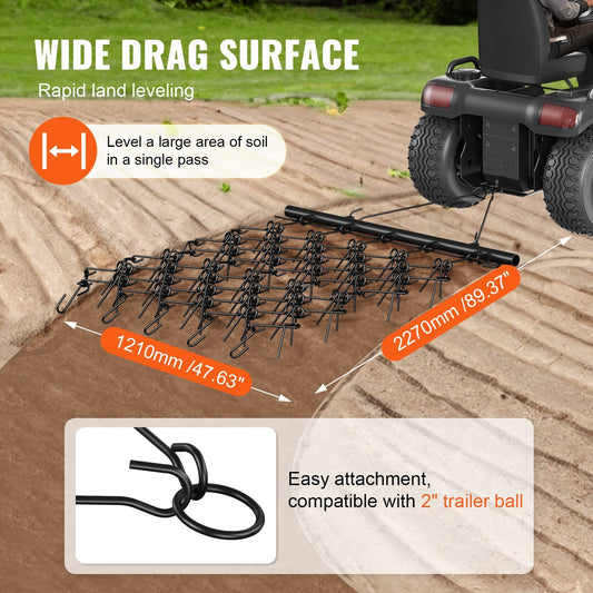 Heavy-Duty 1.22m x 1.71m Chain Harrow with 79 Teeth for ATV/UTV Tractors