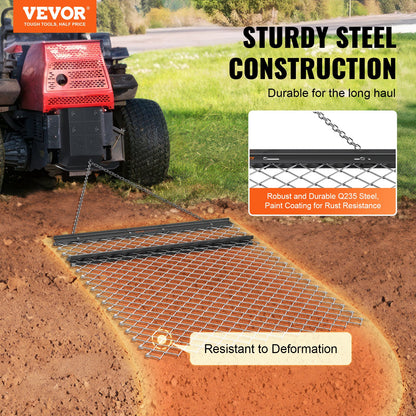 VEVOR Drag Harrow, 4' x 5' ATV Chain Harrow, Q235 Steel UTV Tractor Attachments