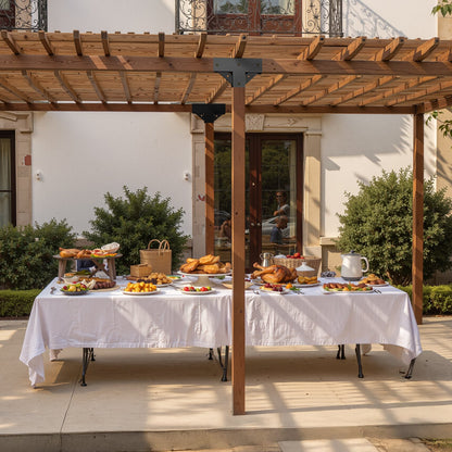 Pergola Kit 4-Pack, T-Shaped 4x4 (Actual 92 x 92 mm), 3-Way Pergola Brackets DIY Woodworking Gazebo Bracket Kit with Screws for 92 x 92 mm Wood Beams in Actual Size for Outdoor Party Banquet
