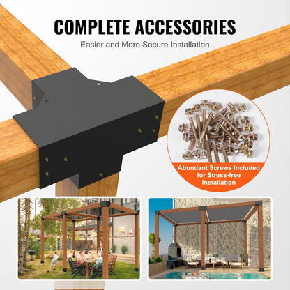 Heavy-Duty 4-Way Pergola Corner Bracket Kit, 152x152mm, Steel Construction