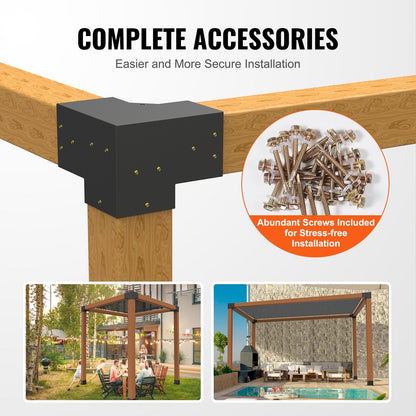 Heavy Duty 3-Way Pergola Brackets 4-Pack, 152x152mm for Outdoor Structures