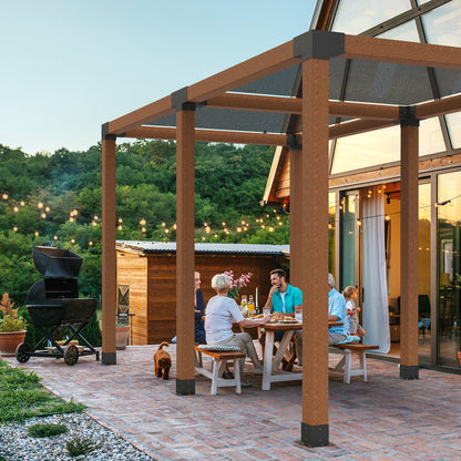 Pergola Kit, 4x4 Inch Pergola Brackets for 92 x 92 mm Wood Beams in Actual Dimension, 3-Way (4 Pcs) and 4-Way (2 Pcs) Gazebo Brackets with 6 Post Bases, for Outdoor Pergolas, Gazebos, Sheds