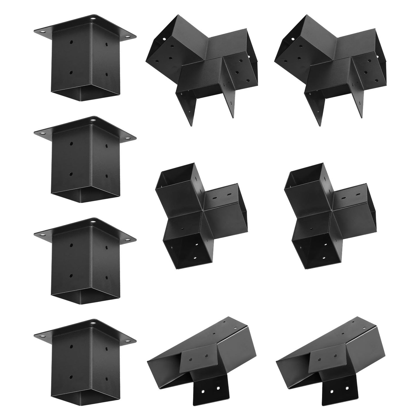 Pergola Kit, 4x4 Inch Pointed-Roof Pergola Brackets for 92 x 92 mm Lumbers in Actual Size, 3-Way / 4-Way Gazebo Bracket with Post Bases & Ridge Brackets for Outdoor Pergolas Gazebo Shed, 14 Pcs