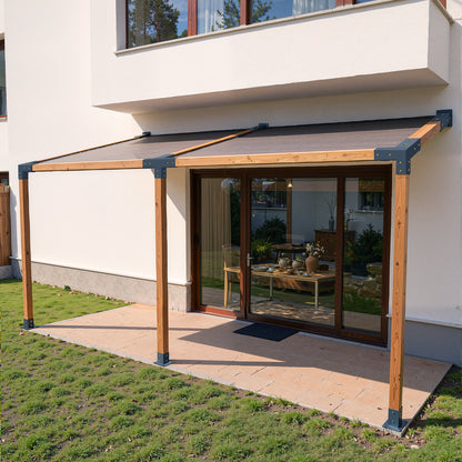 Pergola Kit, 4x4 Inch 4-Way Slanted Bracket for 92 x 92 mm Wood Beams in Actual Size, Carbon Steel Pergola Bracket with Post Base and Wall Mount Base, for Outdoor Pergolas, Gazebos, Sheds