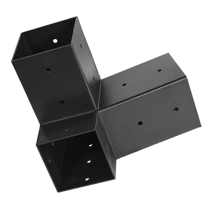 Pergola Kit, 4x4 Inch 3-Way Slanted Bracket for 92 x 92 mm Wood Beams in Actual Size, Carbon Steel Pergola Bracket with Screws and Post Bases, for Outdoor Wood Pergolas, Gazebos, Sheds, 8 Pcs