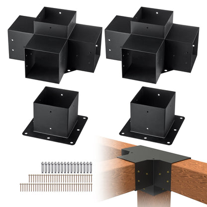 Heavy Duty 4-Way Pergola Bracket Kit for Patio and Gazebo, 152.4 mm x 152.4 mm
