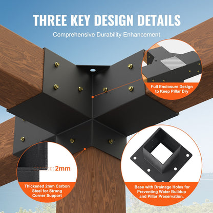 Heavy Duty Pergola Corner Bracket Kit for Gazebos & Patio Structures