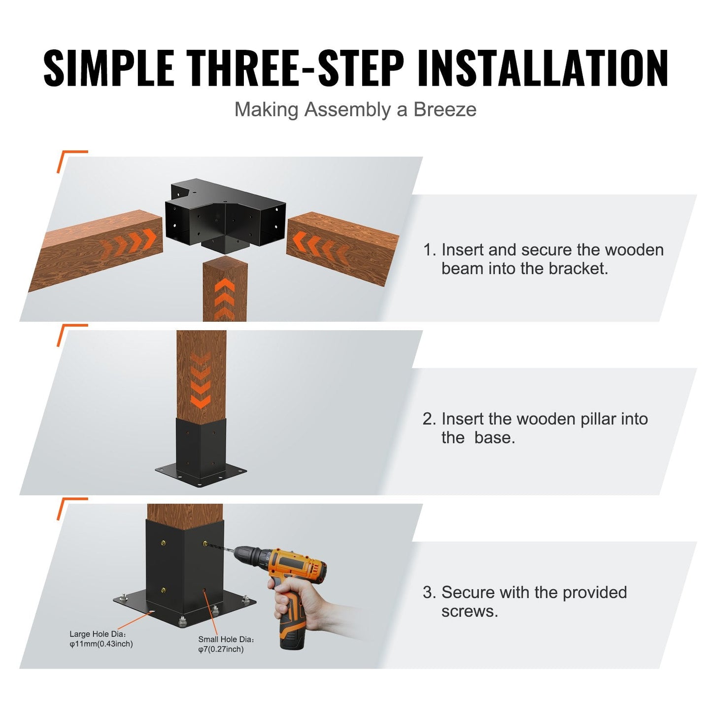 Heavy Duty Pergola Corner Bracket Kit for Gazebos & Patio Structures