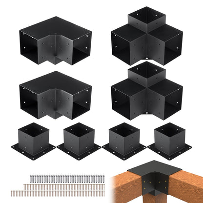 Heavy Duty 3-Way Pergola Bracket Kit for DIY Outdoor Structures, 22.94 kg