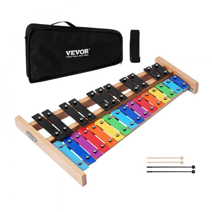 Glockenspiel Xylophone, 27 Notes, Professional Xylophone Percussion Instrument, with Colorful Metal Keys, Includes 4 Mal