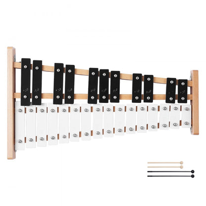 Glockenspiel Xylophone, 27 Notes, Professional Xylophone Percussion Instrument, with Metal Keys, Includes 4 Mallets, Car