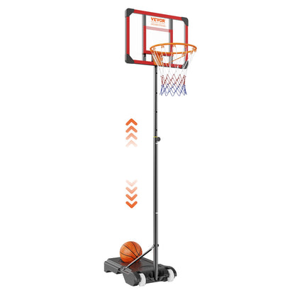 VEVOR Basketball Hoop, 5-7 ft Adjustable Height Portable Backboard System, 28 inch