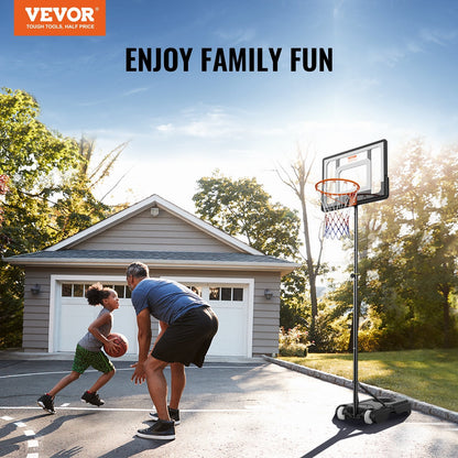 Adjustable Portable Basketball Hoop, 1.5-2.1 m Height, 0.8 m Backboard, Indoor/Outdoor