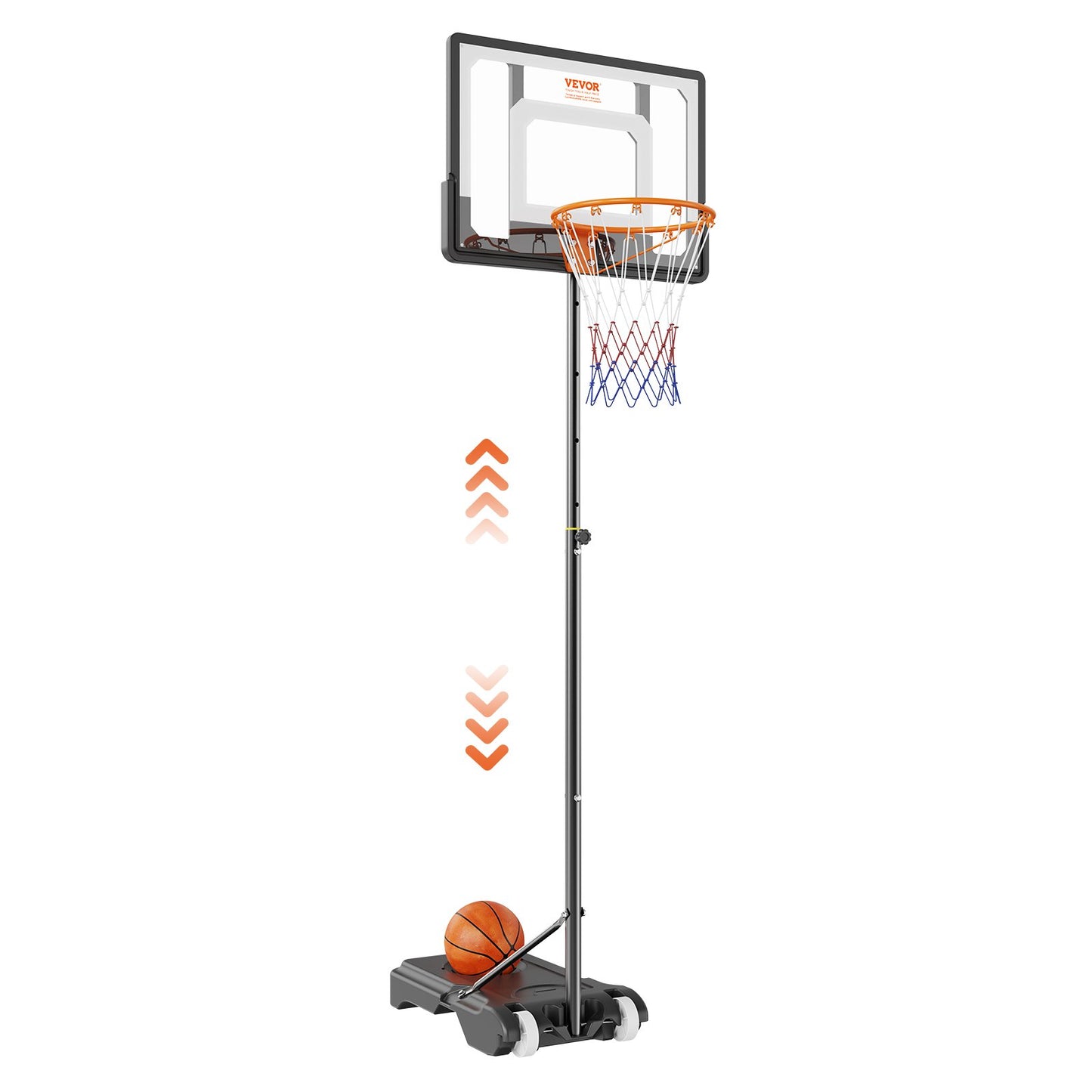 VEVOR Basketball Hoop, 5-7 ft Adjustable Height Portable Backboard System, 32 inch